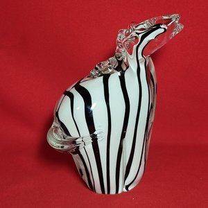 VTG Hand Blown Art Glass Zebra Figurine